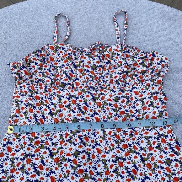 Treasure & Bond Skater Mini Dress Girl’s 14 White Red Floral Spaghetti Strap - Picture 11 of 11